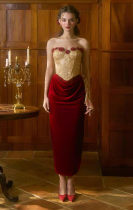 LaceMade - Spanish Wild Rose - French Retro Classic Strapless Romantic Birthday Prom Party Casual Lolita Corset Dress