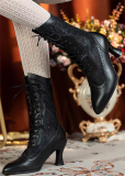 Just About Comfort - Elegant Retro Victorian England Lace Leather Pointed Toe Classic Lolita Short Boots