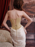 LaceMade - Holy Golden Hall - French Retro Classic Palace Strapless Casual Lolita Corset Topwear and Long Skirt