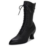 Just About Comfort - Retro Victorian Pointed Toe Wine Glass Heels Short Ankle Length Classic Lolita Boots