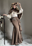 London Evening News - Classic Lolita OP Dress, Mermaid Skirt, Blouse, Cape and Hat