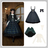 Withpuji - Berlin Letters - Preppy Style Classic Lolita Corset Overall Dress Salopettes Set