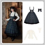 Withpuji - Berlin Letters - Preppy Style Classic Lolita Corset Overall Dress Salopettes Set