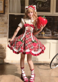 Yingji - Berry Box - Plaid Strawberry Sweet Lolita JSK and Headband