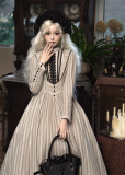 Milu Orig - Hidden Behind The Books - Victorian Long Sleeves Casual Classic Lolita OP Dress