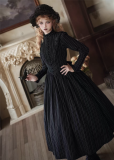 Milu Orig - Hidden Behind The Books - Victorian Long Sleeves Casual Classic Lolita OP Dress
