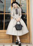 Milu Orig - Hidden Behind The Books - Victorian Long Sleeves Casual Classic Lolita OP Dress