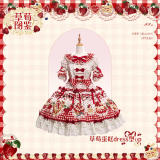 Flowers and Pearl Box - Strawberry Cake - Vintage Gorgeous Cute Sweet Lolita OP Dress