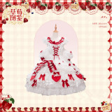 Flowers and Pearl Box - Fluffy Snow Strawberry - Gorgeous Sweet Lolita OP Dress
