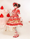 Flowers and Pearl Box - Strawberry Cake - Vintage Gorgeous Cute Sweet Lolita OP Dress