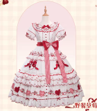 Flowers and Pearl Box - Picnic Strawberry - Gorgeous Cute Sweet Lolita OP Dress