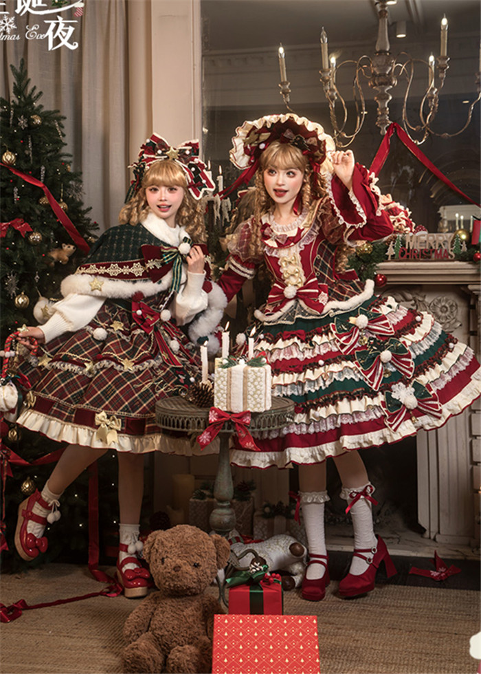 US$ 66.99 - Flowers and Pearl Box - Christmas Eve - Gorgeous Sweet Lolita OP Dress, JSK, Cape and Wool Knitwear for Winter