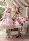 Flowers and Pearl Box - Fluffy Snow Strawberry - Gorgeous Sweet Lolita OP Dress