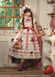 Flowers and Pearl Box - Picnic Strawberry - Gorgeous Cute Sweet Lolita OP Dress