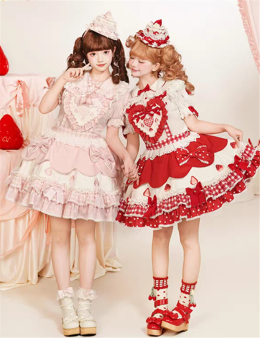 Flowers and Pearl Box - Cream Strawberry - Gorgeous Cute Sweet Lolita Overall Dress