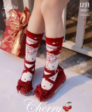 Flowers and Pearl Box - Cherry - Cute Sweet Lolita Cotton Stockings