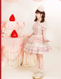 Flowers and Pearl Box - Cream Strawberry - Gorgeous Cute Sweet Lolita Overall Dress