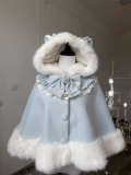 Sweet Cute Cat Ear Hooded Wool Lolita Shoulder Cape for Winter