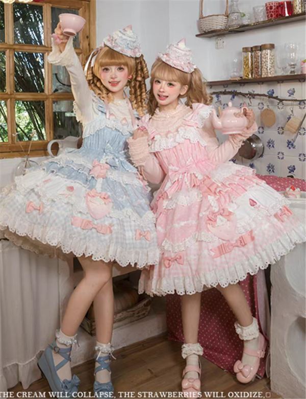 Flowers and Pearl Box - Strawberry Cake - Vintage Gorgeous Cute Sweet Lolita JSK