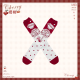 Flowers and Pearl Box - Cherry - Cute Sweet Lolita Cotton Stockings