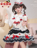 Flowers and Pearl Box - Cream Strawberry - Gorgeous Cute Sweet Lolita Overall Dress