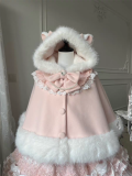 Sweet Cute Cat Ear Hooded Wool Lolita Shoulder Cape for Winter