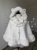 Sweet Cute Cat Ear Hooded Wool Lolita Shoulder Cape for Winter