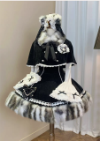 SheerOcean - Fluffy Cat - Wool Velvet Sweet Lolita JSK, Knitwear Blouse, Short Cape Coat with Fur Collar and Accessories