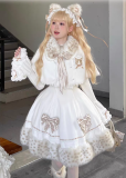 SheerOcean - Fluffy Cat - Wool Velvet Sweet Lolita JSK, Knitwear Blouse, Short Cape Coat with Fur Collar and Accessories