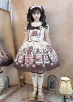 Good Dream Whisper - Chocolate Cat - Sweet Lolita JSK, Blouse, Headbow and Headband