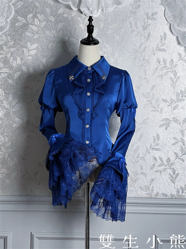 Twins Bear - The Misty Feast - Gothic Lolita Bell Shape Long Sleeves Blouse