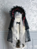 Twins Bear - The Misty Feast - Gothic Lolita Bonnet with Veil and Neck Tie
