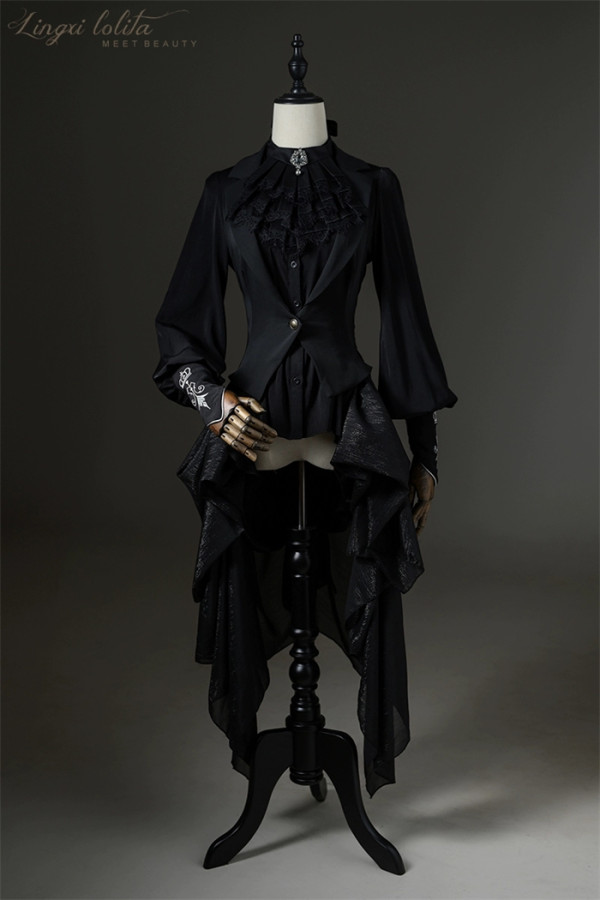 Lingxi - Lady Piano - Boystyle Prince Konoda Gothic Ouji Lolita Halter Vest with Tailing and Blouse