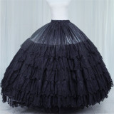 HuaXia Cat - 110cm Floor Length Adjustable Super Puffy Level Ball Gown Satin Slip Wedding Princess Lolita Petticoat