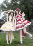 Rabbit Ear Apple Pie - Sweet Lolita OP Dress, A Big Bow Tailing, Headband and Hat