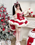 Diamond Honey - Angora Rabbit - New Year Christmas Doll Sweet Lolita Dress, Rabbit Ear Hooded Cape and Tailing