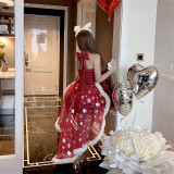 Diamond Honey - Angora Rabbit - New Year Christmas Doll Sweet Lolita Dress, Rabbit Ear Hooded Cape and Tailing