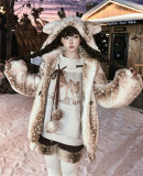 Tan Tuan - Angle Deer - Kawaii New Year Christmas Sweet Fur Wool Hooded Lolita Coat for Winter