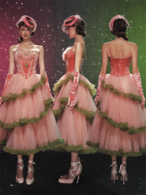 LaceMade - Grape Glinda - French Classic Vintage Casual Birthday Party Prom Homecoming Lolita Corset Pink Dress