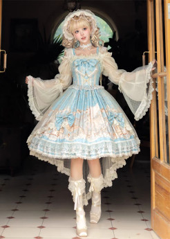 HuaXia Cat - Unicorn - Elegant Vintage Classic Lolita JSK, Blouse, Bonnet and Headbow