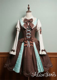 Alice Girl -Bear Chocolate- Sweet Classic Lolita JSK, Skirt and Short Jacket