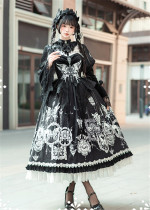 Yingluofu -The Feast of Bone- Elegant Gothic Lolita OP Dress, Corset and Eye Patch