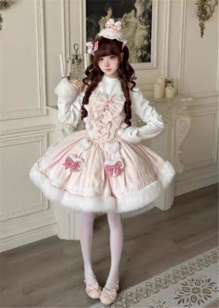 Sweet Dream Box -Sweet Dream Bunny- Fur Wool Sweet Lolita Dress, Blouse and Rabbit Cape Set