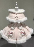 Sweet Dream Box -Sweet Dream Bunny- Fur Wool Sweet Lolita Dress, Blouse and Rabbit Cape Set