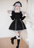 Withpuji -Rose Doll- Classic Casual Lolita Dress, Wool Cape and Headband
