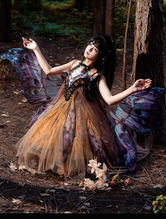Urtto -Falling Leaf Butterfly- Halter Dress Sweet Gothic Lolita JSK