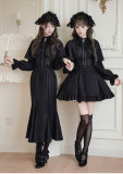 Withpuji -Dreamless Person- Elegant Gothic Casual Lolita Dress, Brooch and Headband