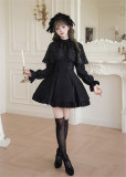 Withpuji -Dreamless Person- Elegant Gothic Casual Lolita Dress, Brooch and Headband