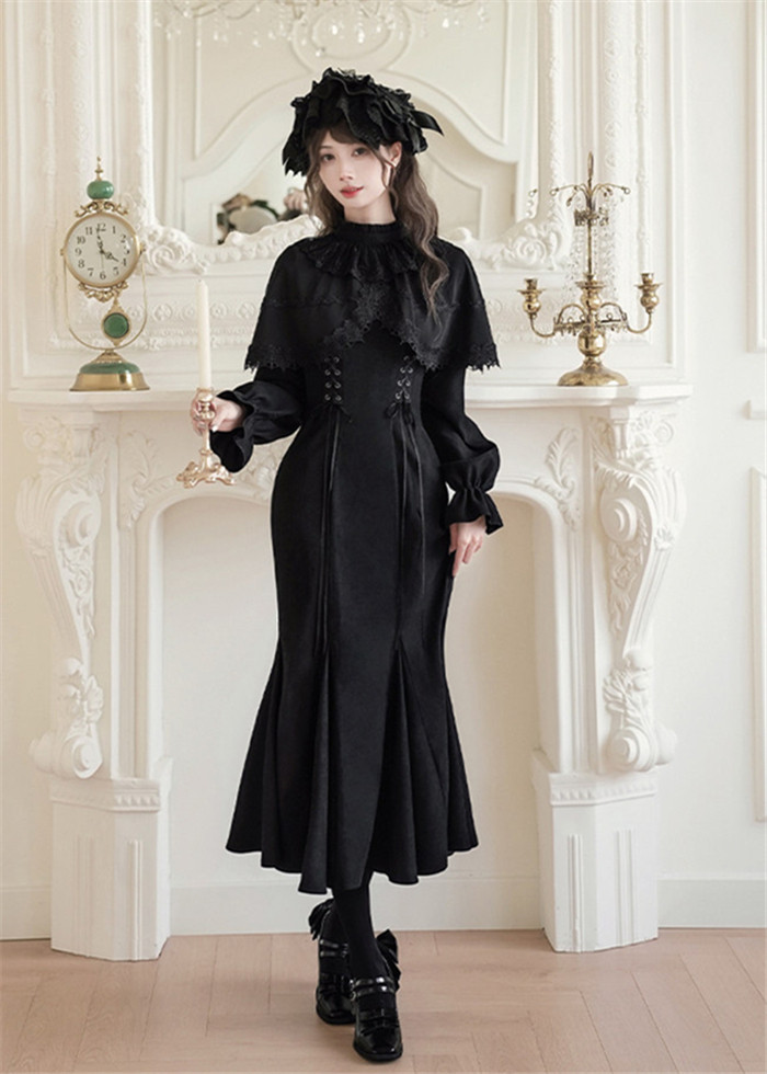 sachin and babi light blue dress Withpuji -Dreamless Person- Elegant Gothic Casual Lolita Dress, Brooch and Headband (M/Op Dress (Mermaid Version))