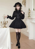 Withpuji -Dreamless Person- Elegant Gothic Casual Lolita Dress, Brooch and Headband